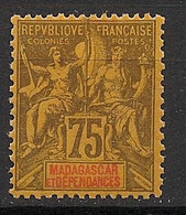 MADAGASCAR - 1896-99 - N°Yv. 39 - Type Groupe 75c Violet Sur Jaune - Neuf GC ** / MNH / Postfrisch - Neufs