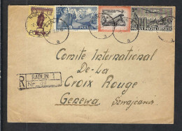 POLOGNE 1957: LSC Rec. De Radlin Pour La Croix-Rouge De Genève - Aviones