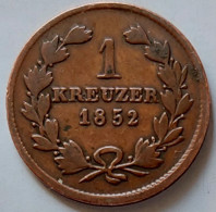 Germany - Allemagne - Baden 1 Kreuzer 1852 Leopold Von Baden - Sonstige & Ohne Zuordnung