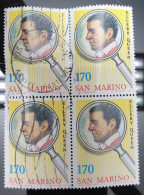 Rsm SAN MARINO 1979 PERSONAGGI Quartina Usata ELLERY QUEEN LIRE £ 170 USATO USED Usati - Used Stamps