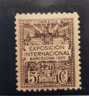 AYUNTAMIENTO DE BARCELONA. EDIFIL 3 EF *.  5 CTS VIOLETA ERROR DE COLOR. CATALOGO 30 € - Barcelona