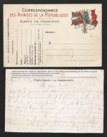 Flags. Postal-free Postcard From France For World War I Soldiers, Circulated In 1915. Drapeaux. Carte Postale Gratuite - Autres & Non Classés