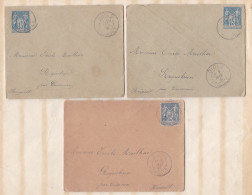 3 Enveloppes 1891 Cachets Riols, Cessenon , Pour Emile Mailhac à  Roquebrun - 1876-1898 Sage (Tipo II)