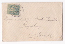 Enveloppe 1896 Cachets Cette, Cessenon , Beziers, Pour Roquebrun - 1876-1898 Sage (Type II)
