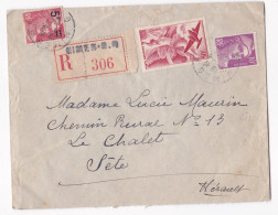 Enveloppe 1949 De Nimes Gard Pour Mme L. Maurin à Sete Hérault - Lettres & Documents