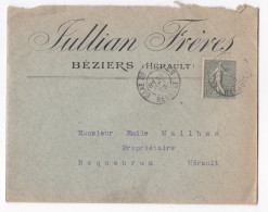 Enveloppe 1920 Adolphe Kincher Fils Ainé Saint Thibery Hérault , Pour Maraussan - Cartas & Documentos