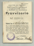 TESSERA MINISTERO DEI TRASPORTI PROVVISORIO 1949/50 - Tarjetas De Membresía