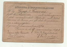 TESSERA D'IMMATRICOLAZIONE R.ISTITUTO  DI STUDI SUPERIORI FIRENZE - Membership Cards