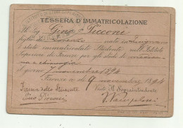 TESSERA D'IMMATRICOLAZIONE R.ISTITUTO  DI STUDI SUPERIORI FIRENZE - Tarjetas De Membresía