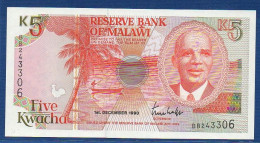 MALAWI - P.24a – 5 Kwacha 01.12.1990 UNC, S/n BB243306 - Malawi