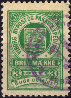 DANEMARK / DENMARK - 1887 - VIBORG K.Mathiassen Local Post 3 øre Green - VF Used -d - Lokale Uitgaven