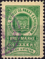 DANEMARK / DENMARK - 1887 - VIBORG K.Mathiassen Local Post 3 øre Green - VF Used -e - Ortsausgaben