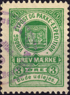 DANEMARK / DENMARK - 1887 - VIBORG K.Mathiassen Local Post 3 øre Green - VF Used -g - Lokale Uitgaven