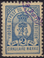 DANEMARK / DENMARK - 1887/88 - VIBORG K.Mathiassen Local Post 2 øre Blue - VF Used -c - Local Post Stamps