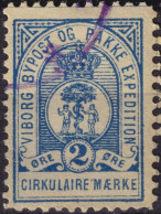 DANEMARK / DENMARK - 1887/88 - VIBORG K.Mathiassen Local Post 2 øre Blue - VF Used -f - Local Post Stamps