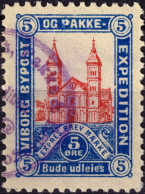 DANEMARK / DENMARK - 1887 - VIBORG K.Mathiassen Local Post 5 øre Red & Blue - VF Used -a - Local Post Stamps