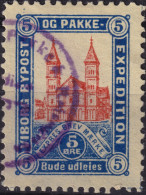 DANEMARK / DENMARK - 1887 - VIBORG K.Mathiassen Local Post 5 øre Red & Blue - VF Used -d - Local Post Stamps