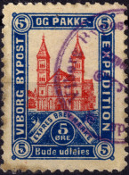 DANEMARK / DENMARK - 1887 - VIBORG K.Mathiassen Local Post 5 øre Red & Blue - VF Used -e - Local Post Stamps