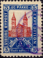 DANEMARK / DENMARK - 1887 - VIBORG K.Mathiassen Local Post 5 øre Red & Blue - VF Used -f - Local Post Stamps