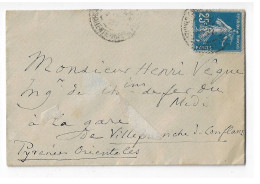 Enveloppe Carte De Visite Mignonnette 40c Paix 50c Semeuse Lignée Ob 1939 Yv 362 282 - Cartas & Documentos