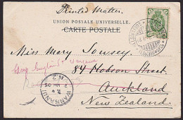 FINLAND - NEW ZEALAND 1905 REDIRECTED POSTCARD HELSINKI (B) - Covers & Documents