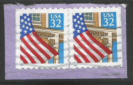 USA 1995 Flag Over Porch Small Date "1995" SC.# 2920B Left Cut + Right Cut USED ON THE SAME PIECE !!! - 3. 1981-...