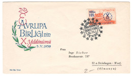 1959 Turkey - 10th Anniversary Of The Council Of Europe - FDC - BX2032 - Lettres & Documents