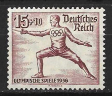 GERMANY......THIRD REICH........" 1936..."....FENCING...OLYMPICS....SG611......15 +10pt.......(CAT.VAL.£22...)....MH.. - Sommer 1936: Berlin