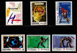 2602A - SPAIN - 1990-1992 - 6 DIFFERENT "MUESTRA" OVERPRINTED - OLYMPICS / CHRISTMAS - Proofs & Reprints