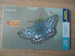 URUGUAY  USED CARDS  BUTTERFLIES  25 - Vlinders