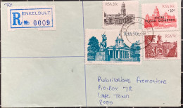 SOUTH AFRICA-1988, REGISTER COVER USED, NATAL FLOOD DISASTER OVPTD, 4 STAMP, BUILDING, ENKELBULT & ELLISRAS TOWN 7 CANCE - Storia Postale