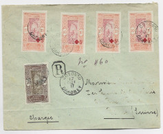 DAHOMEY 10C CROIX ROUGE X4+50C LETTRE COVER REC COTONOU 17 OCT 1917 POUR SUISSE - Cartas & Documentos