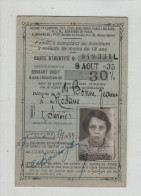 Carte D'identité Jeanne Bonin Modane Titre De Transport - Andere & Zonder Classificatie