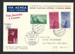 SAINT MARIN 1948: LSC P.A. Pour L'Exposition Phil. Int. De Bâle "IMABA" (Suisse), VOL INTERROMPU à Locarno (Suisse) - Airmail