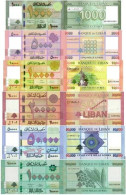 LEBANON 6 Banknotes 1000 5000 10000 20000 50000 100000 Livres P 90 91 92  93 94 95 UNC Set, Matching Last Two Serials - Liban