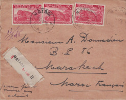 CONGO BELGE - MATADI - RECOMMANDE POUR MARRAKECH MAROC FRANCAIS - BEL AFFRANCHISSEMENT LE 2-7-1947 - Storia Postale