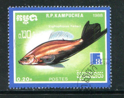 KAMPUCHEA- Y&T N°816- Oblitéré (poissons) - Kampuchea