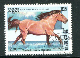 KAMPUCHEA- Y&T N°616- Oblitéré (chevaux) - Kampuchea