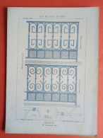 LES METAUX OUVRES 1883 LITHO FER FONTE CUIVRE ZINC " BALCONS Mr MASSENOD ARCHITECTE " 1 PLANCHE - Architecture