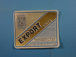 Etiquette Export Spitz Brasserie Devaux Fres Et Sr Philippeville - Beer