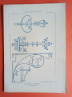 LES METAUX OUVRES 1883 LITHO FER FONTE CUIVRE ZINC " PENTURES - CONSOLE CHATEAU DE ROQUETAILLADE " 1 PLANCHE - Architecture