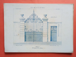 LES METAUX OUVRES 1883 LITHO FER FONTE CUIVRE ZINC " GRILLE Mr CHOQUIN ARCHITECTE A MACON " 1 PLANCHE - Architecture