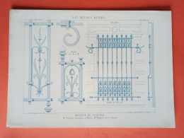 LES METAUX OUVRES 1883 LITHO FER FONTE CUIVRE ZINC " DEFENSE DE FENETRE Mr PEIGNIET ARCH A MARNEZ " 1 PLANCHE - Architecture