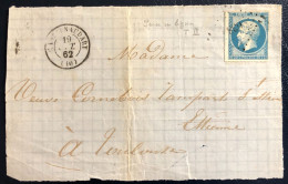 France N°14B Percé En Ligne Sur DEVANT DE LETTRE - PC 638 (Castelnaudry) - (B4738) - 1849-1876: Classic Period