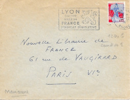 Variété Sur Lettre N° Yvert 1234b Marianne à La Nef, Extrait Carnet De 8 Dentelure Rognée à Gauche - Brieven En Documenten