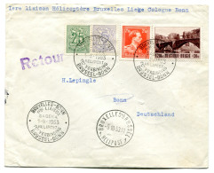 RC 24905 BELGIQUE 1953 1ere LIAISON HELICOPTERE BRUXELLES LIEGE COLOGNE BONN LETTRE POUR L' ALLEMAGNE - Storia Postale