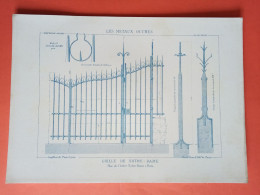 LES METAUX OUVRES 1883 LITHO FER FONTE CUIVRE ZINC " GRILLE DE NOTRE - DAME RUE DU CLOITRE A PARIS " 1 PLANCHE - Architecture