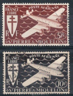 St Pierre Et Miquelon Timbres Poste Aérienne N°6 & 7 Oblitérés TB Cote : 2.75€ - Gebraucht