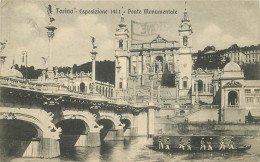 TORINO - Esposizione 1911, Ponte Monumental , Gondole (cachet Exposition Au Dos De La Carte). - Expositions