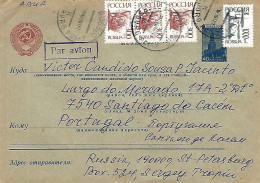 USSR - Postal Cover USSR With Russia Stamps (1993/1995) - St. Petersburg To Portugal - Postwaardestukken